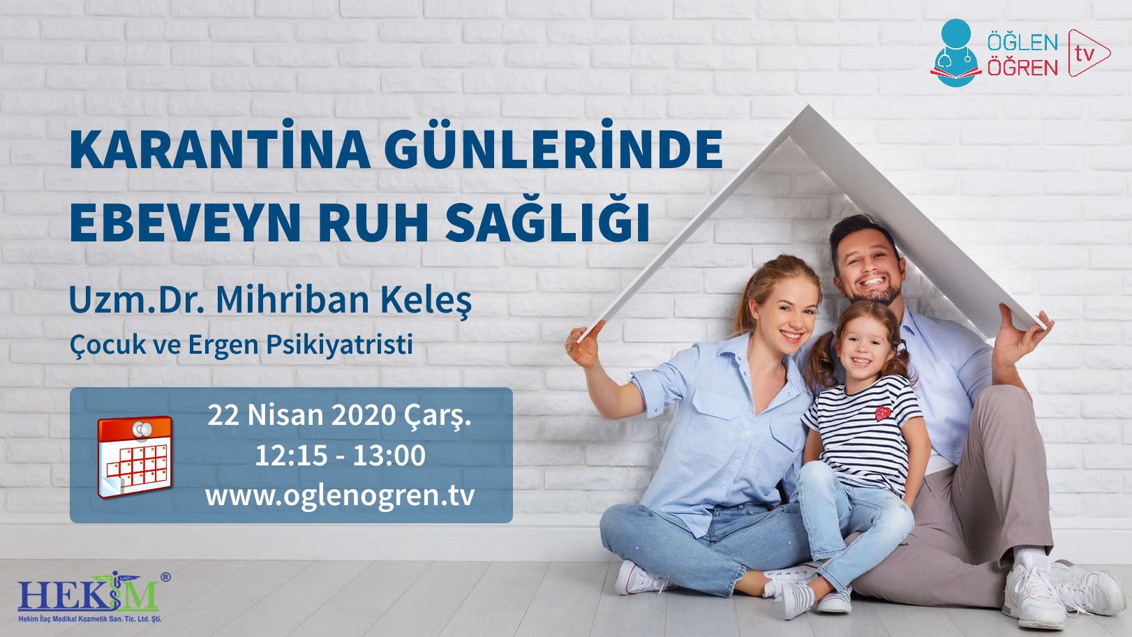 22.04.2020 tarihinde Karantina Günlerinde Ebeveyn Ruh Sağlığı başlıklı programımız Öğlen Öğren TV ekranlarından canlı yayınlanacaktır