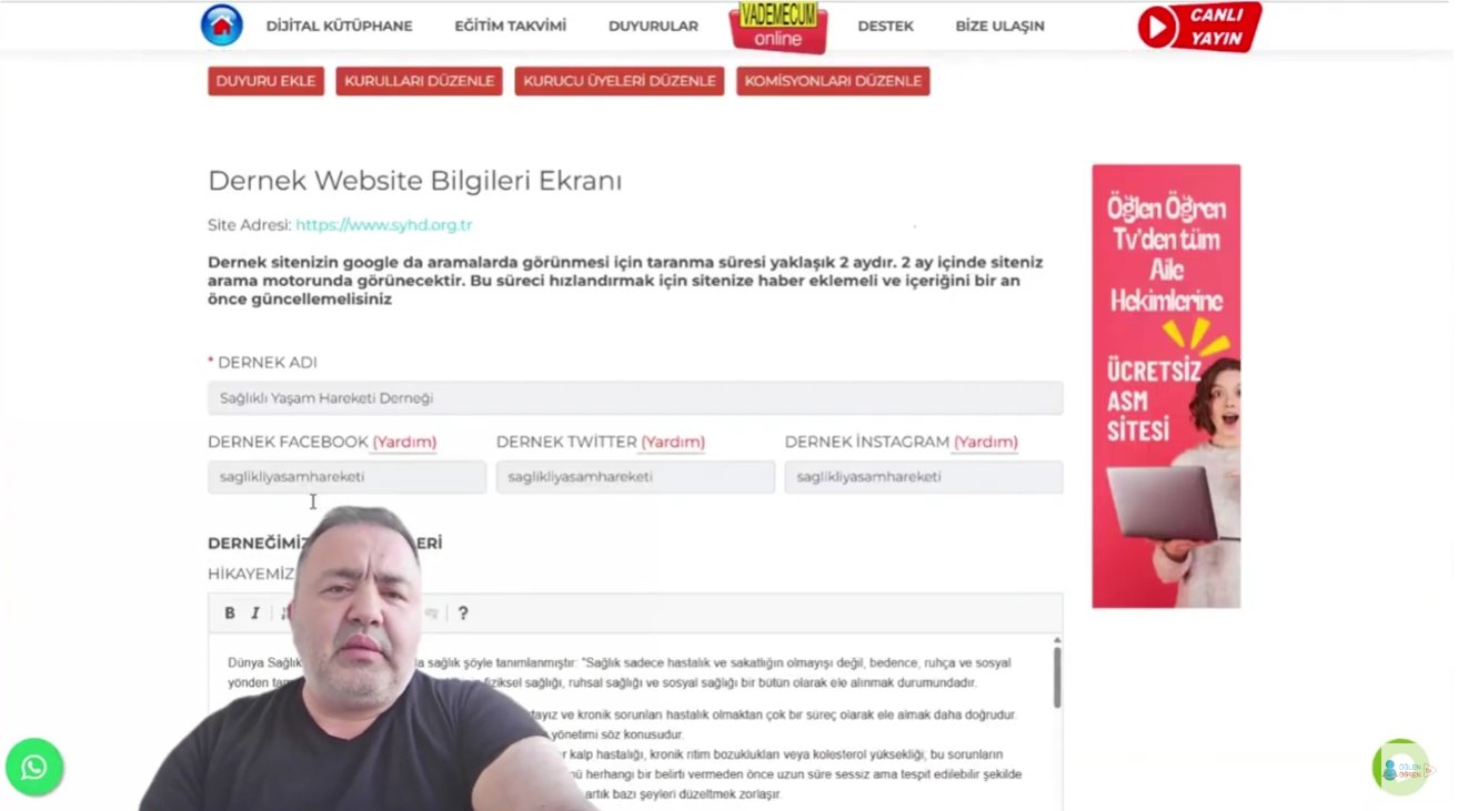 Derneğiniz için Web Sitesine mi ihtiyacınız var? Öğlen Öğren TV yine yanınızda.